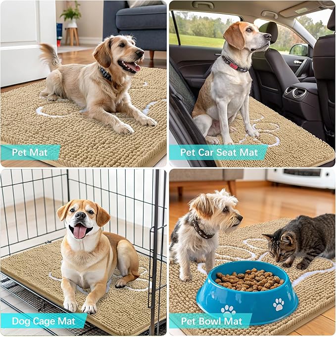 OLANLY Dog Door Mat for Muddy Paws 48x30, Paw Print Design, Absorbs Moisture - Image 7