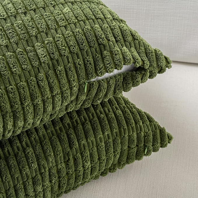 Fancy Homi Set of 4 Green Lumbar Rectangle Decorative Throw Pillow Covers 12x24 - Image 3