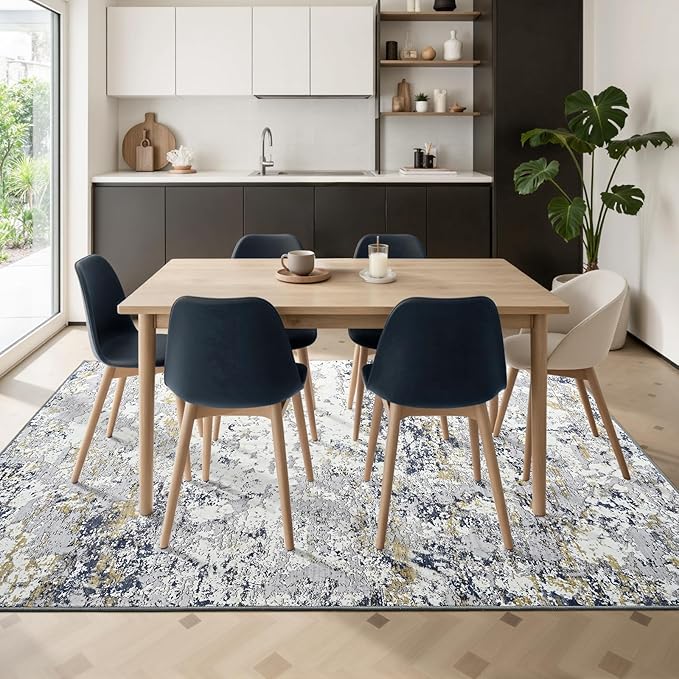 Toneed Abstract Area Rug Modern Washable Rug Soft Non Slip Rug Low Pile - Image 4