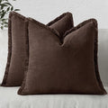 MIULEE Decorative Throw Pillow Covers Neutral Linen Fringe Throw Pillows Euro by MIULEE
