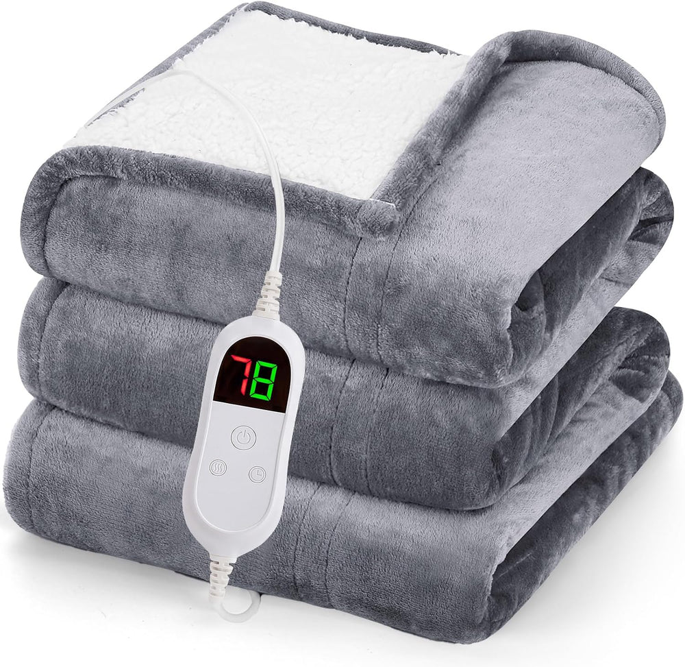 Heated Blanket Electric Throw 50"X60", Heating Blanket with 10 Heat...