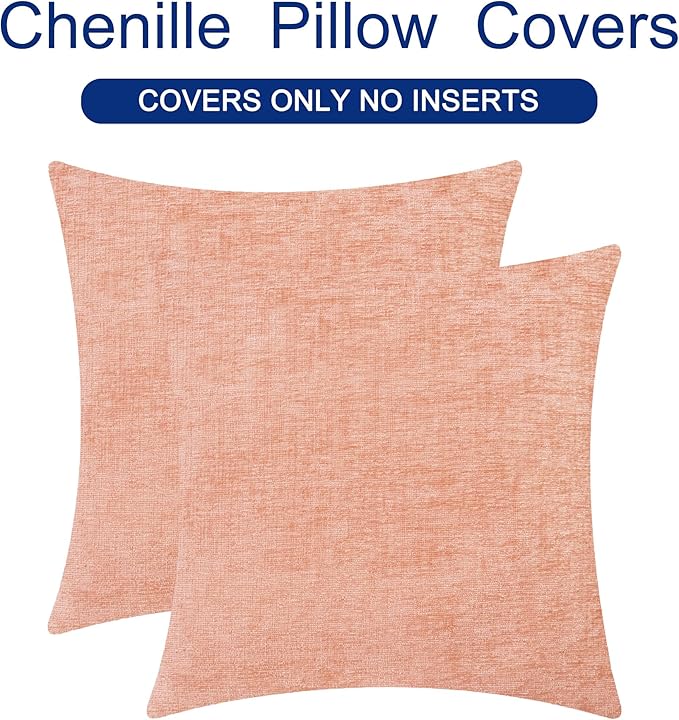 CaliTime Throw Pillow Covers Decorative 22 X 22 Inches Pack of 2 Cozy Chenille - Image 6