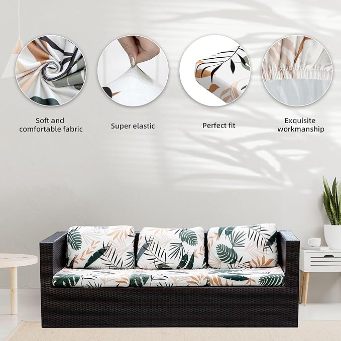 8Pcs Stretch Patio Cushion Covers, Outdoor Couch Covers Replacement, Outdoor - Image 3