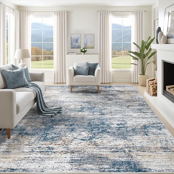 8x10 Area Rugs for Living Room, Washable Modern Abstract Large Area Rug Neutral by XLUEZ