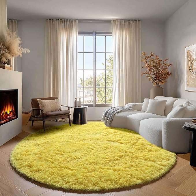 ONASAR Yellow Round Area Rugs 4ft - Image 4
