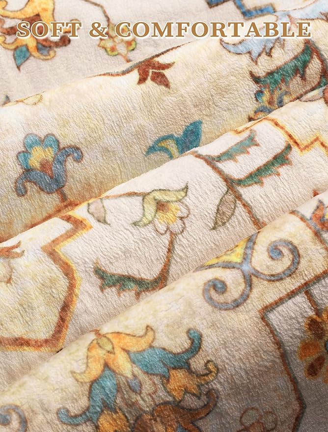 SERISSA Boho Washable Runner Rug, 2x5 Rug Runner Non-Slip Vintage Light Yellow - Image 4