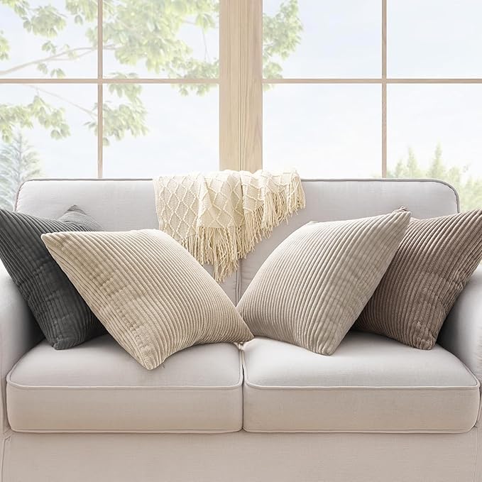 Topfinel 4 Packs Natural Decorative Throw Pillows Covers 18x18 Inch - Image 4