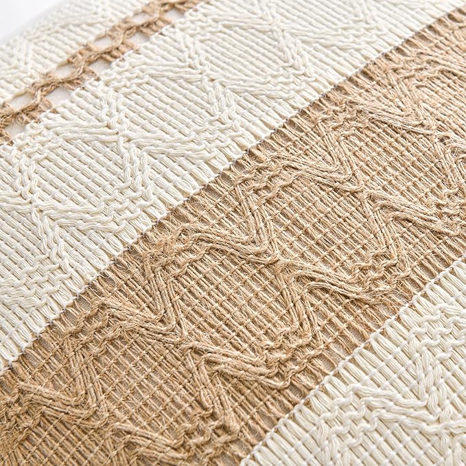 Fancy Homi Set of 1 Boho Neutral Long Lumbar Decorative Throw Pillow Cover - Image 4