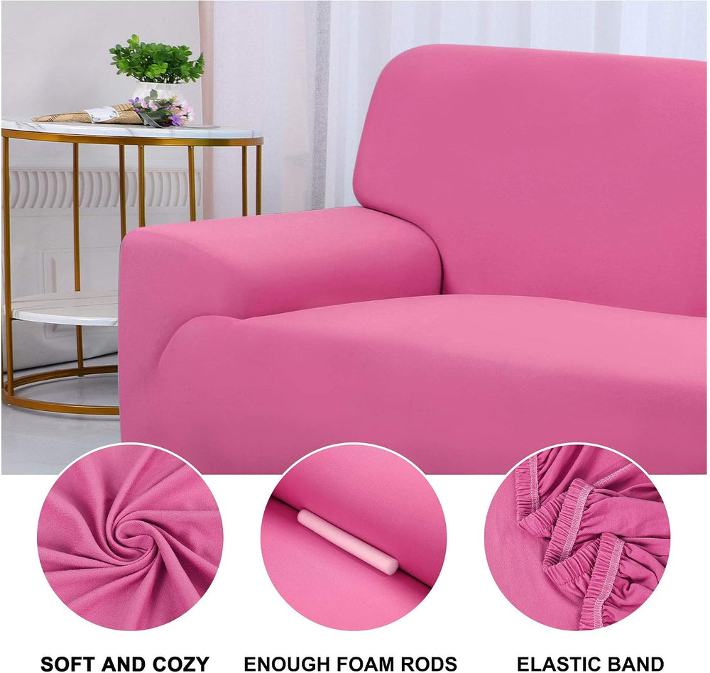 uxcell Stretch Sofa Couch Covers Large Fuchsia with 1 Pillowcase