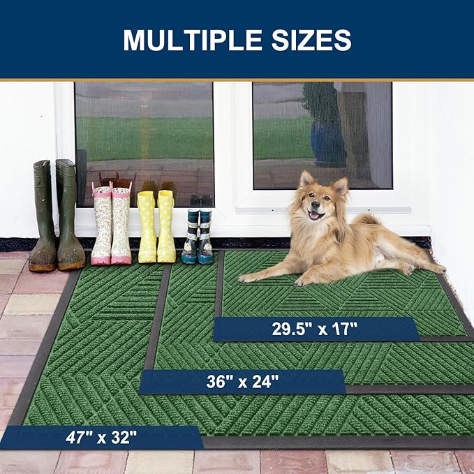 Smiry Front Door Mat Outside Entrance, Heavy Duty Sturdy Natural Rubber Doormat - Image 2