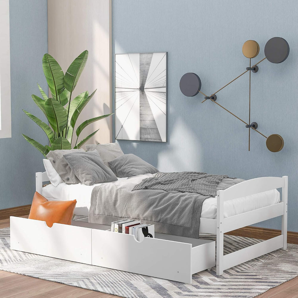 Merax Multifunctional Wood Daybed with Drawers Sofa Storage Bed with Headboar...
