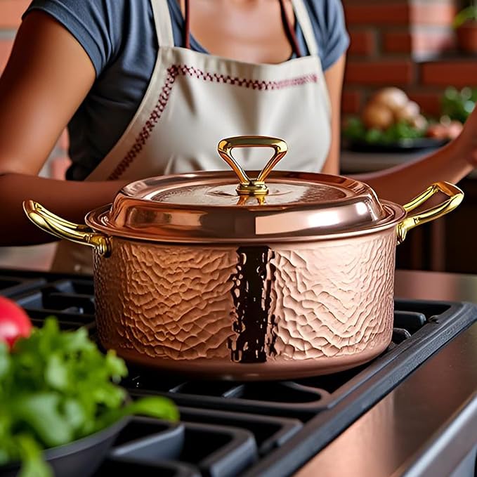 YJX 6.7QT Hammered Stock Pot