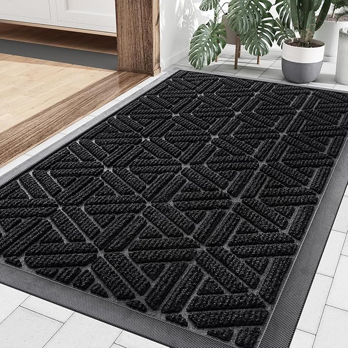 Smiry Front Door Mat Outside Entrance, Heavy Duty Sturdy Natural Rubber Doormat by Smiry