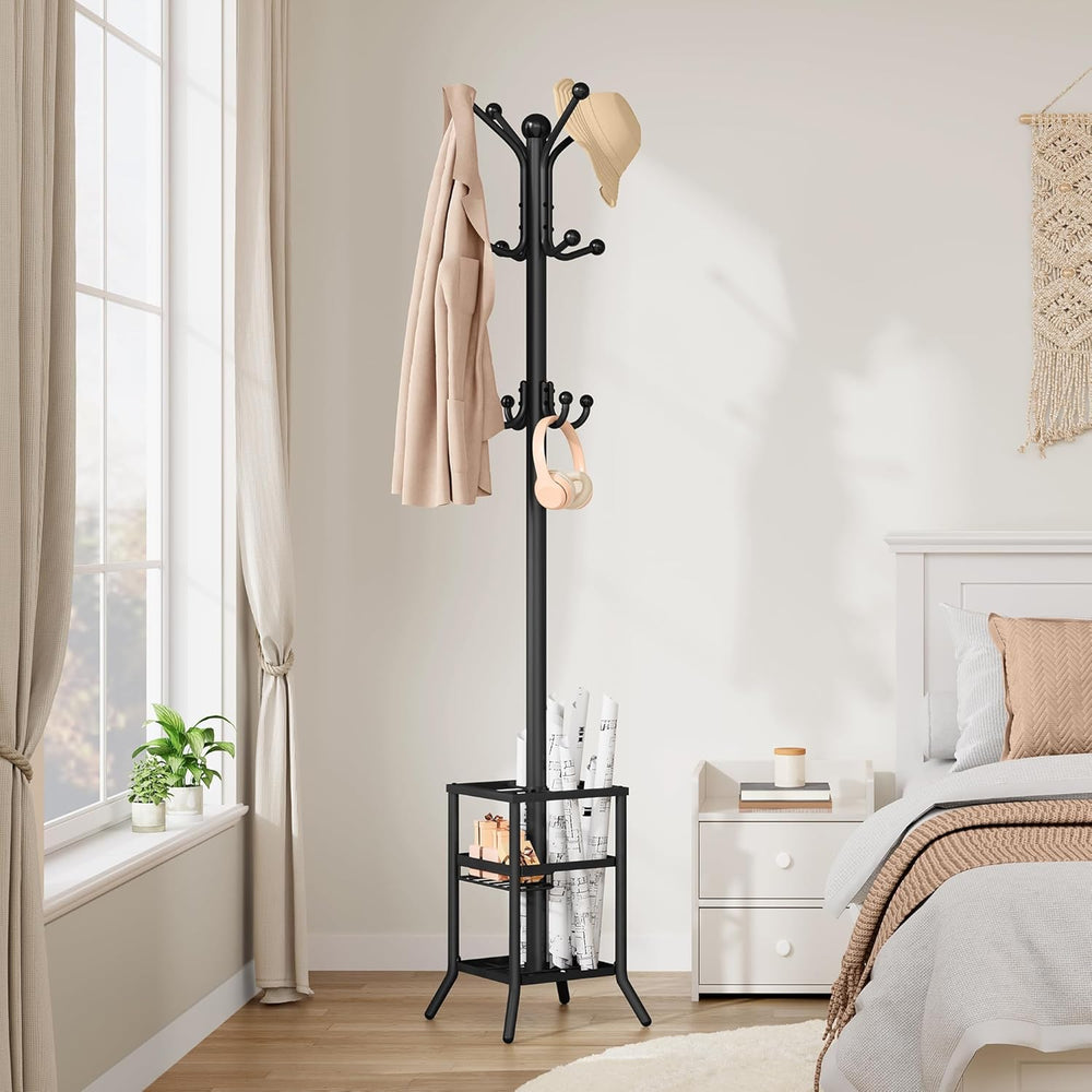 FAVOOSTY Coat Rack Freestanding,Coat Rack Stand with Umbrella Holder,Metal Co...