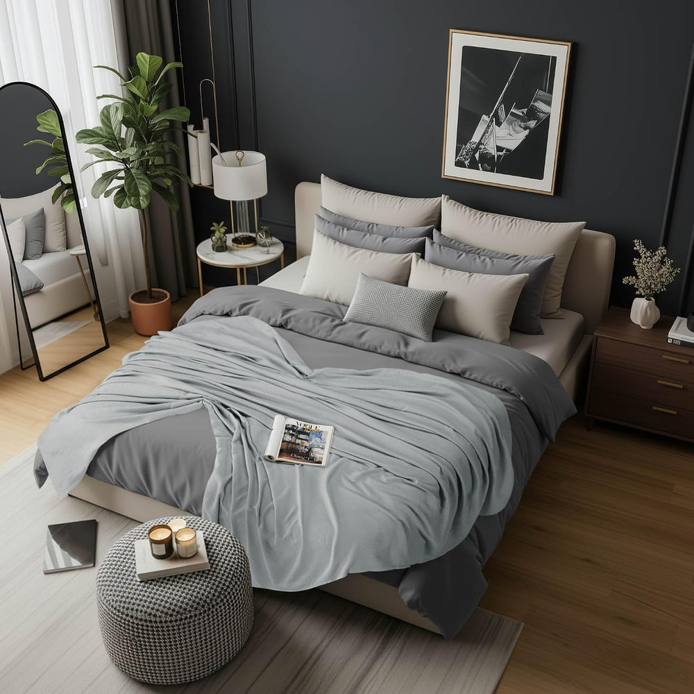 Utopia Bedding Cotton Blend Cool Grey Waffle Blanket King - 90x104 Inches
