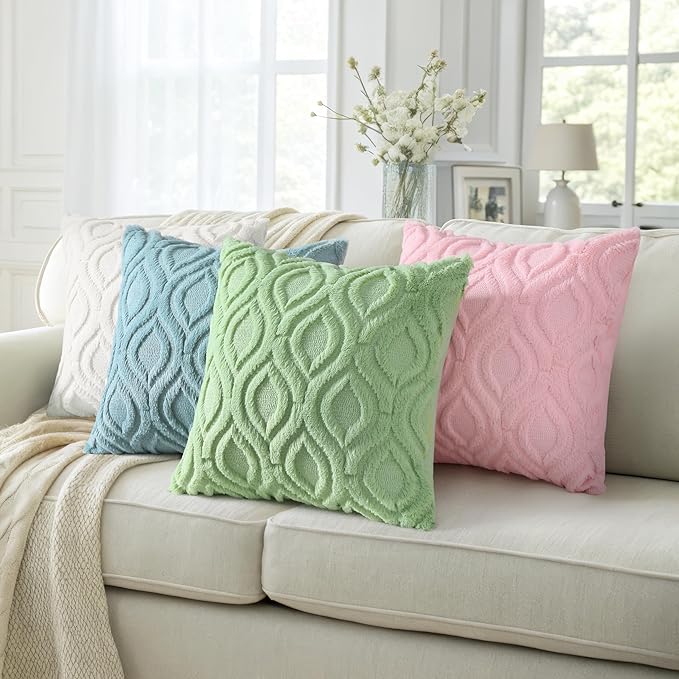 decorUhome Summer Throw Pillow Covers 20x20 Inch Set of 2, Soft Plush Faux Wool - Image 5