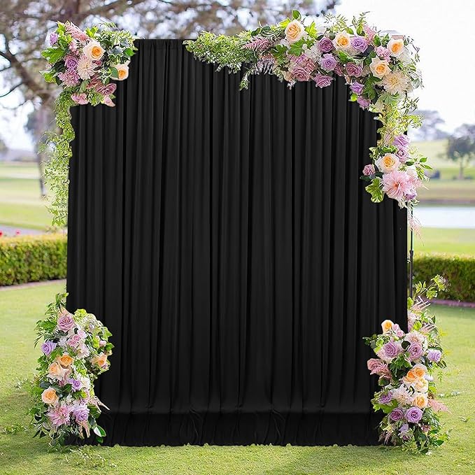 MEETSKY Black Backdrop Curtains for Parties - 10ft x 8ft Party Photo Backgrou...