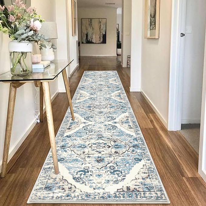HEBE Hallway Runner Rug 2'8''x12' Washable Vintage Distressed Area Rugs Non - Image 6