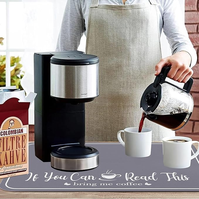 Coffee Bar Mat for Countertops 19inx12in, Absorbent Hide Stain Anti-Slip Cafe - Image 3