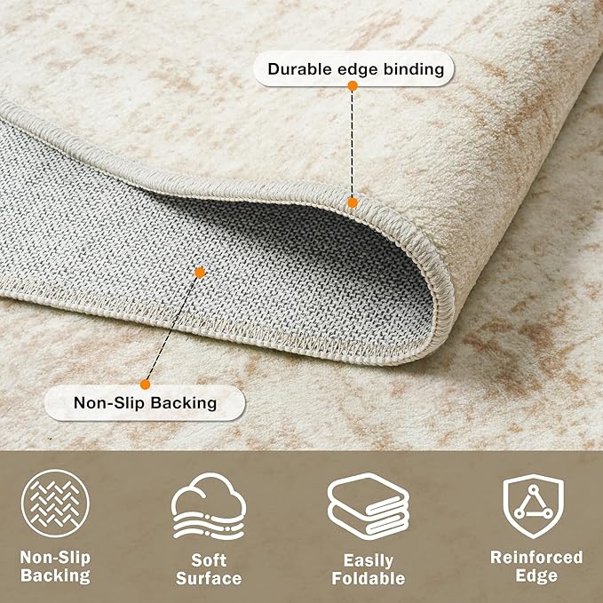 5x8 Area Rugs for Living Room Washable Rug: Anti-Skid Abstract Modern Living - Image 4