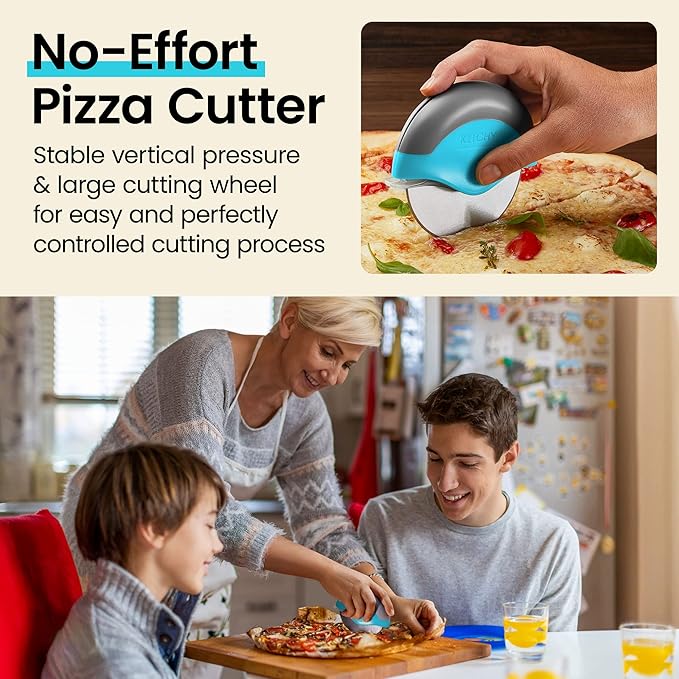 Kitchy Pizza Cutter Wheel with Protective Blade Cover, Ergonomic Pizza Slicer - Image 2