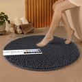 Extra Large Round Area Rug Set for Bathroom 48"x48" Soft Plush Chenille Bath Mat, Water Absorbent Non-Slip Bathroom Rug | Washable Shag Carpet, Bedroom, or Home Décor | Charcoal Gray