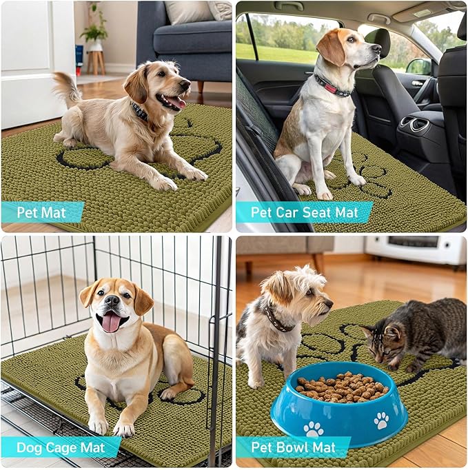 OLANLY Dog Door Mat for Muddy Paws 36x24, Paw Print Design, Absorbs Moisture - Image 7