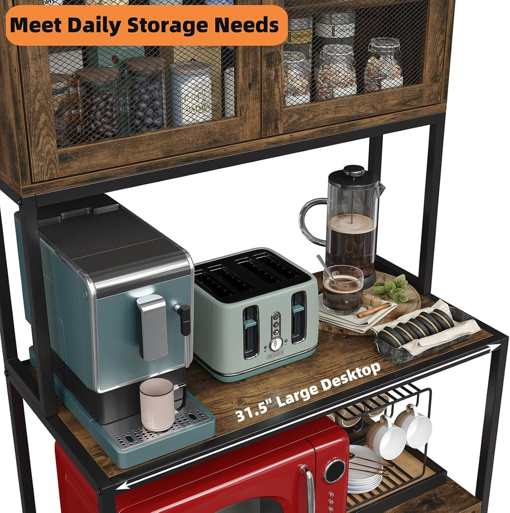 Furniouse 6-Tier Kitchen Bakers Rack with Power Outlet, Industrial Microwave ...