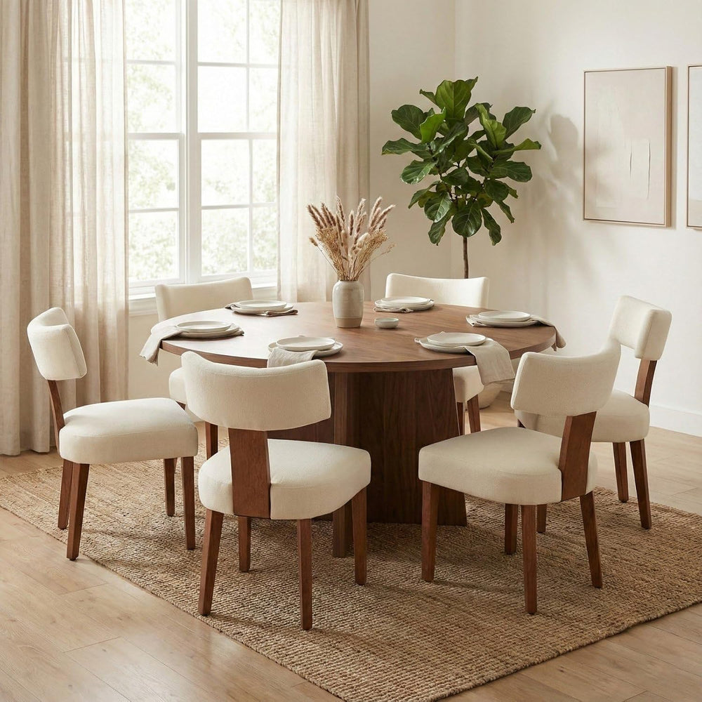 Dining Chairs Set of 6, Upholstered Fabric Kitchen Chairs with Solid Wood Leg...