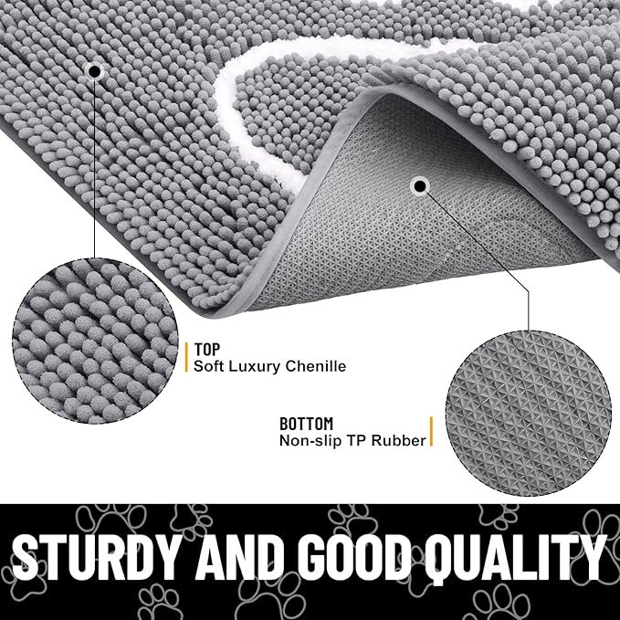 Smiry Dog Door Mat for Muddy Paws, Absorbent Dirt Trapper Non Slip Quick Dry - Image 3