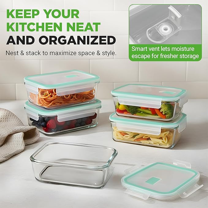 NutriChef 10 Piece Glass Food Storage Containers - Image 6