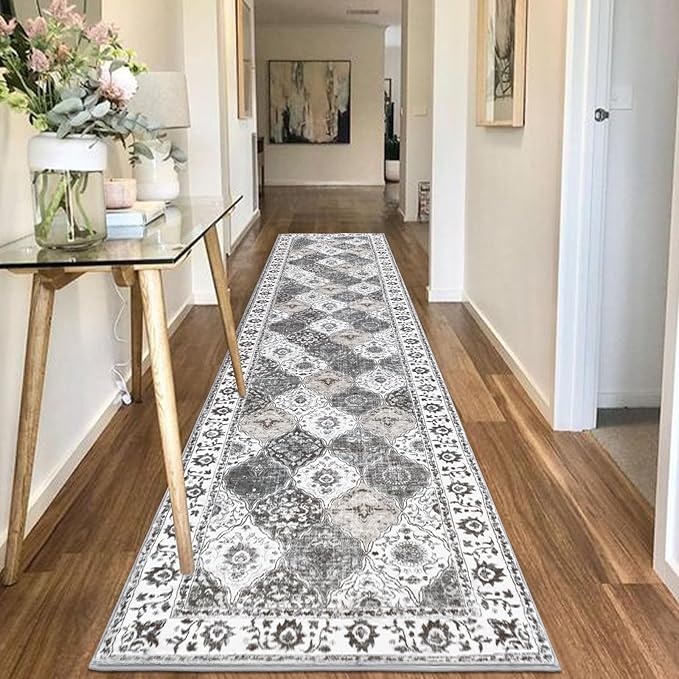 HEBE Hallway Runner Rug 2'8''x12' Washable Vintage Distressed Area Rugs Non - Image 6