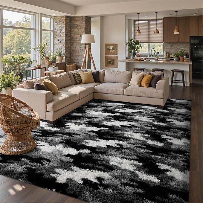 8x10 Ft Extra Large Shag Rugs for Living Room, Tie Dyed Ultra Soft Fluffy Furry by Cuzwlovita