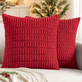 MIULEE Pack of 2 Red Corduroy Decorative Euro Sham Pillow Covers 24x24 Inch by MIULEE
