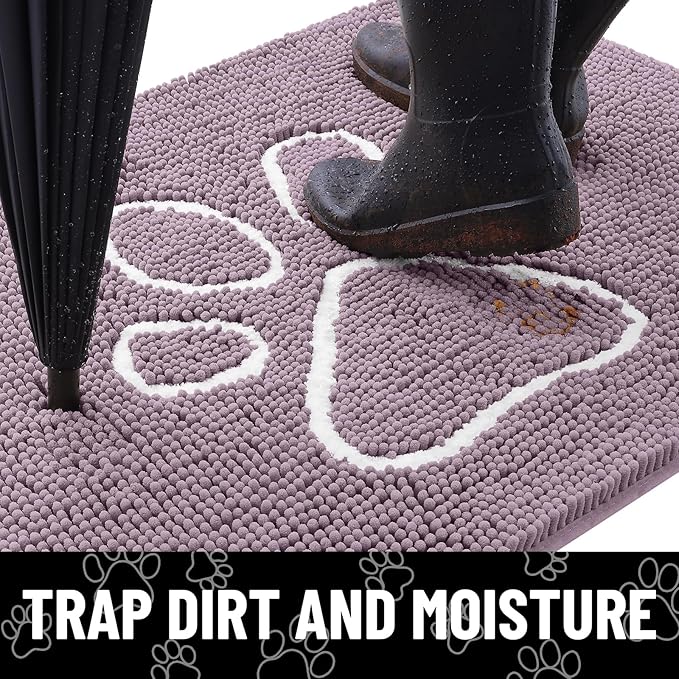 Smiry Dog Door Mat for Muddy Paws, Absorbent Dirt Trapper Non Slip Quick Dry - Image 2