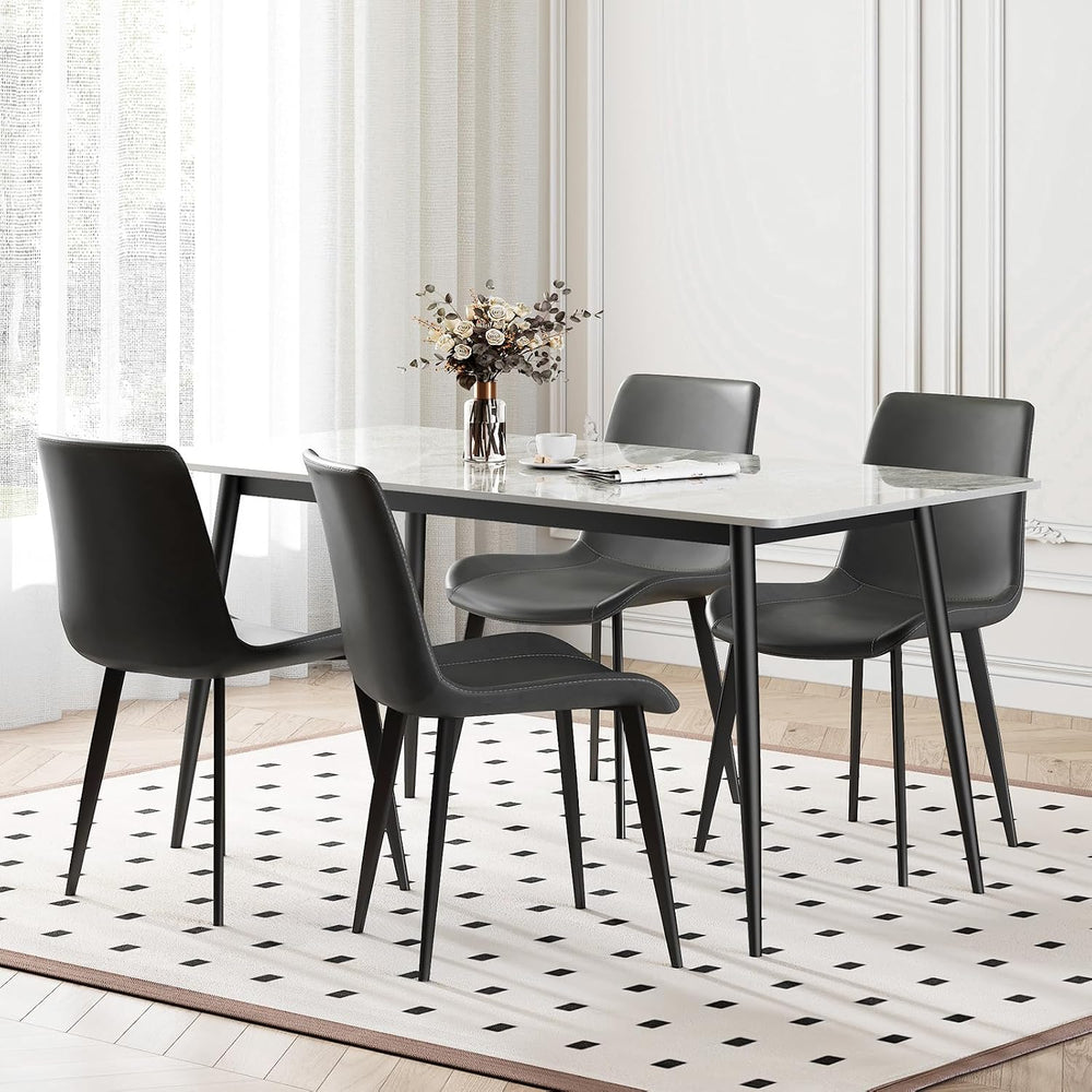 Dining Chairs Set of 4, Modern PU Leather Upholstered Dinner Chairs | Sturdy ...