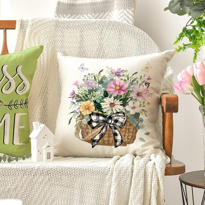 AVOIN colorlife Bless Our Home Eucalyptus Leaves Throw Pillow Covers, 18 x 18 - Image 5