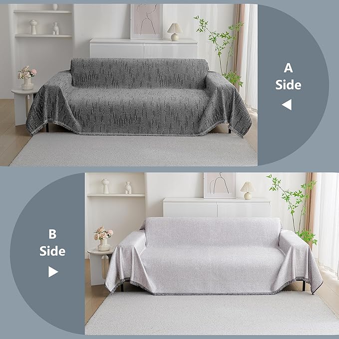 MYSKY HOME Couch Covers for Sofa, Dog Couch Cover Protector, Dark Grey Lines - Image 7