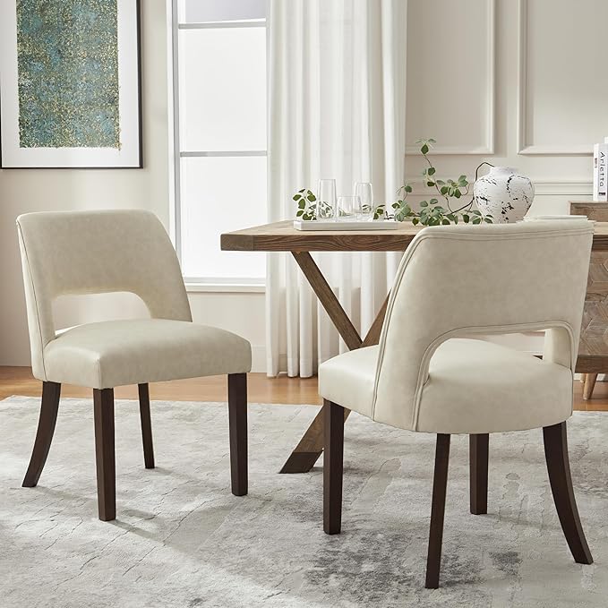 VKNOW Modern Dining Chairs Set of 6, Faux Leather Upholstered Dining Room Cha...