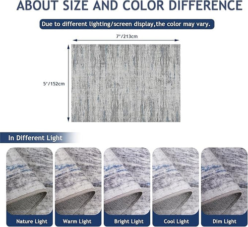 5x7 Area Rugs - Ultra-Thin Washble Rugs, Non-Slip Low Pile Abstract Print Rugs - Image 2