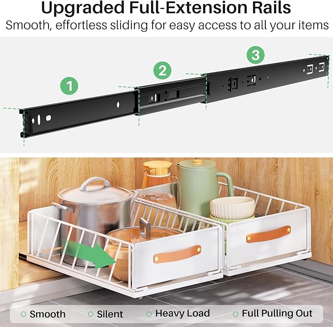 2Pack Pull out Cabinet Organizer, Heavy Duty Slide out Pantry Shelves Drawer - Image 3
