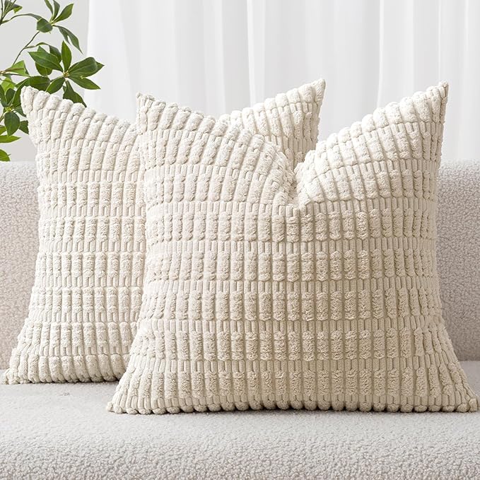 MIULEE Pack of 2 Corduroy Decorative Euro Sham Throw Pillow Covers 24x24 Inch by MIULEE