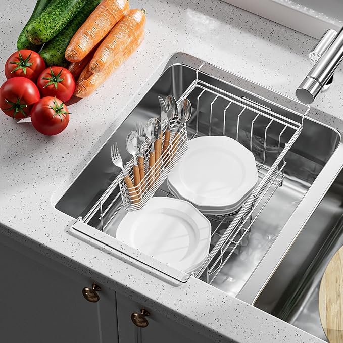 JAQ Utensil Holder for Sink, Sus304 Stainless Steel Rust Free Silverware - Image 2