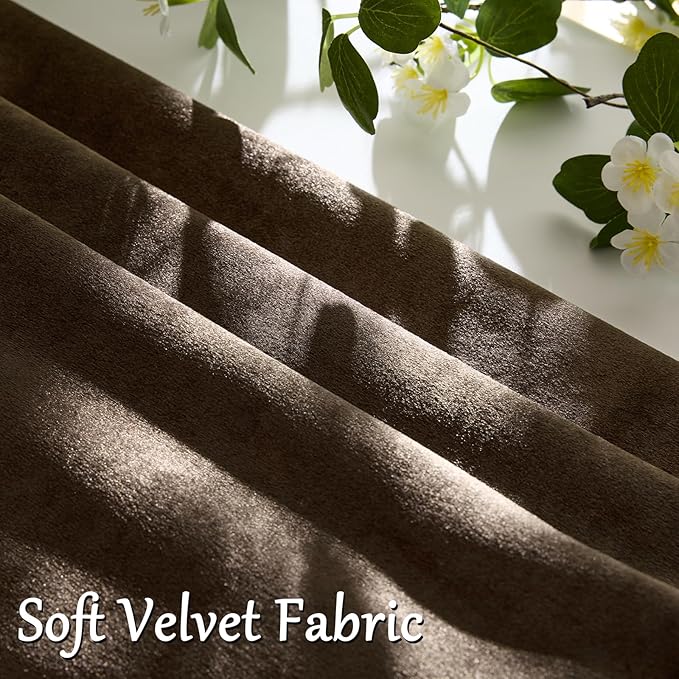 GIGIZAZA Brown Velvet Pillow Covers 24x24, Square Solid Throw Pillow Covers - Image 3