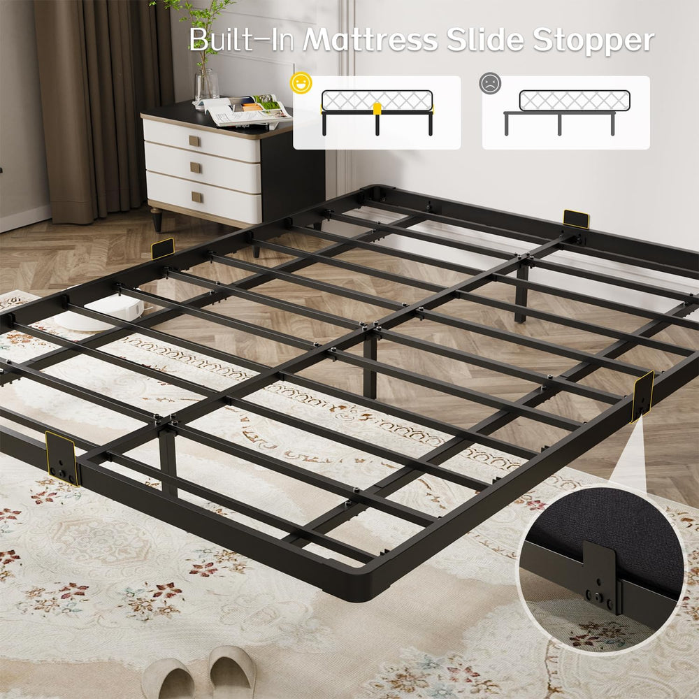 OLEVS Floating Bed Frame Full Size Metal with LED Light & Charging Station