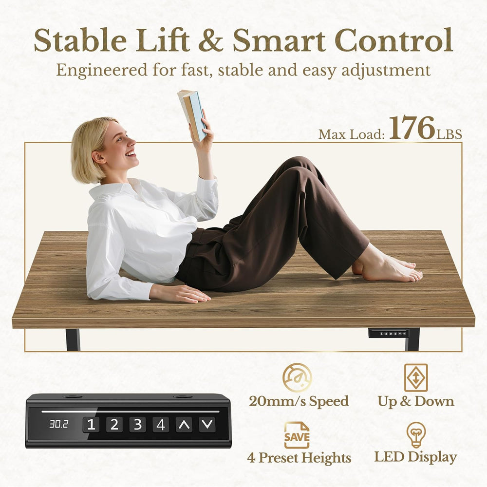 63 Inches L Shaped Standing Desk, Executive Standing Desk with Drawers and Fi...