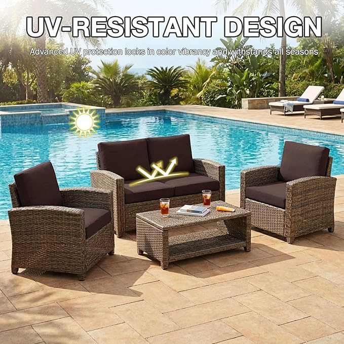 hyha 4Pcs Patio Cushion Covers, Stretch Outdoor Couch Cushion Covers Replacement - Image 6