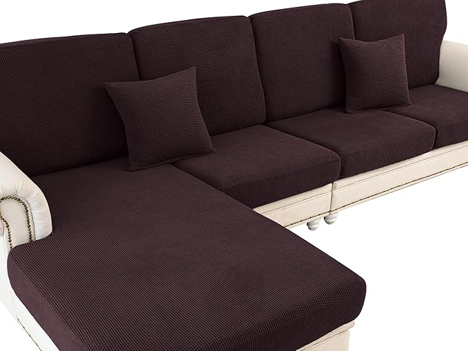 Couch Cushion Covers for Sectional Sofa L Shape Washable Separate Seat Chaise by LA+MEACK