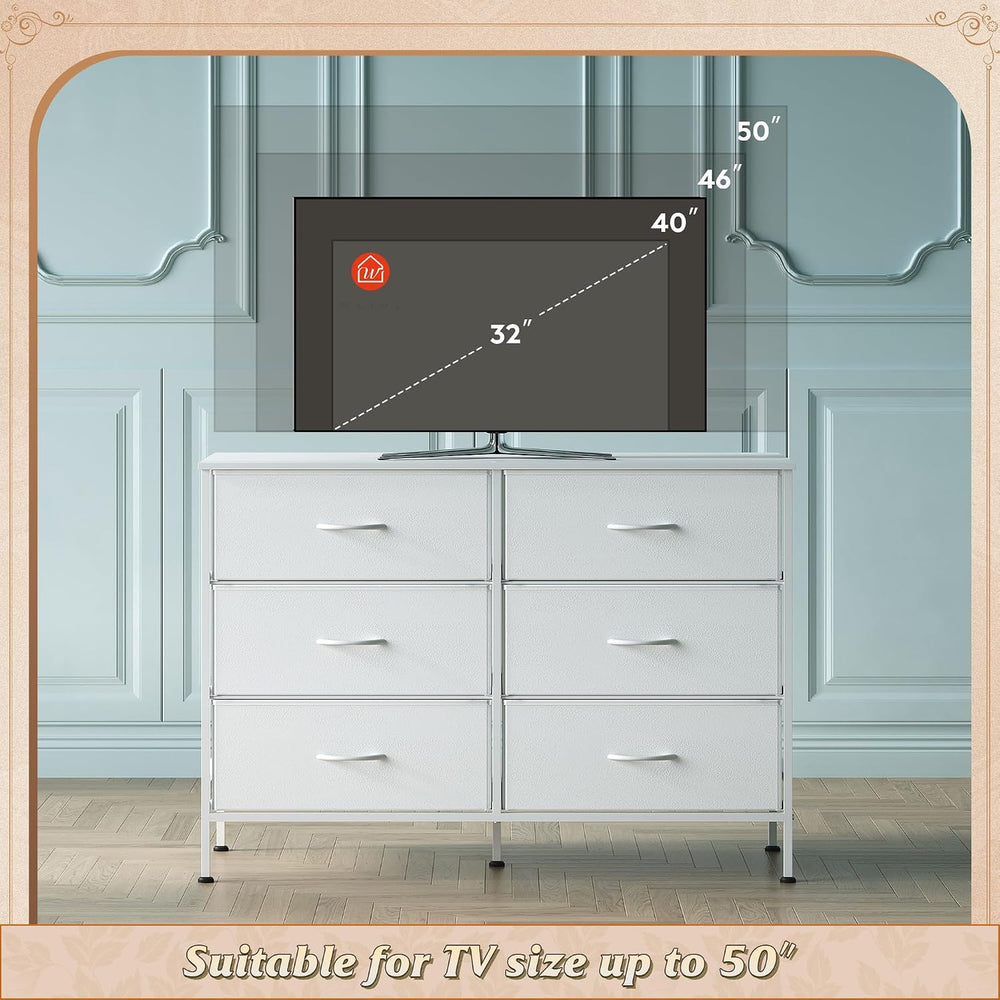 WLIVE Dresser for Bedroom with 6 Fabric Drawers, White