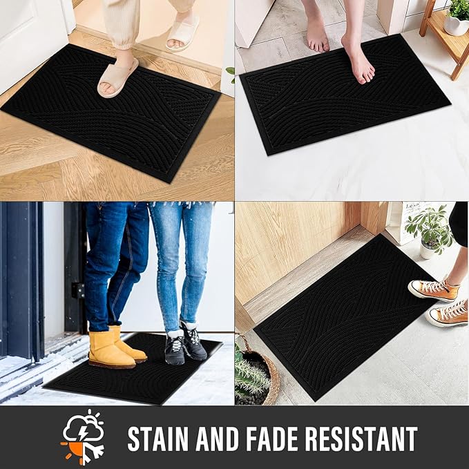 HIYARD Sturdy Front Door Mat, Absorbent Muddy Dirt Resist Welcome Door Mats - Image 5